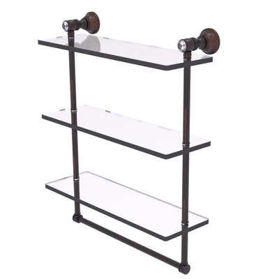 Freyja 3 Piece Glass Tiered Shelf with Towel Bar