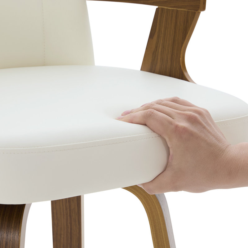 Tabouret de bar et de comptoir pivotant rembourré avec accoudoirs, Blanc, Tabouret de bar (siège d'une hauteur de 29 po)