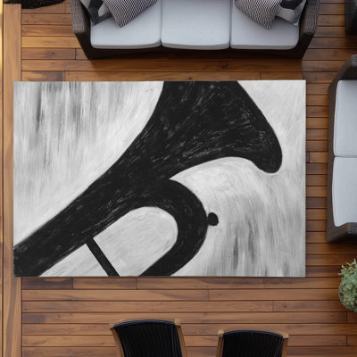 Silhouette of a Trumpet - Musical Office Outdoor Area Rug