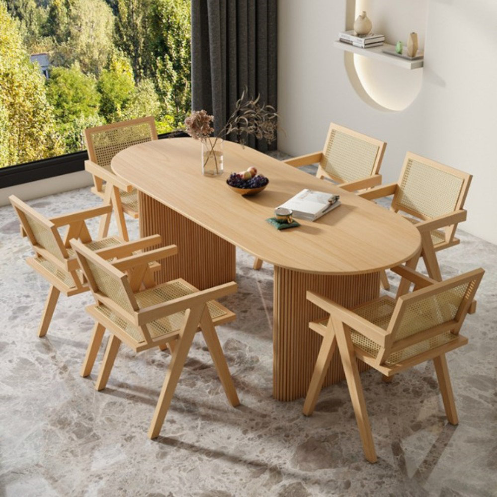 STAR BANNER Japanese Style All-solid Wood Oval Dining Table Mo 7 ...