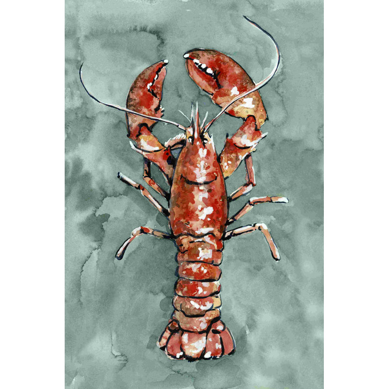 Aquatique Lobster I - peinture sur toile tendue, H 18 po x l 12 po