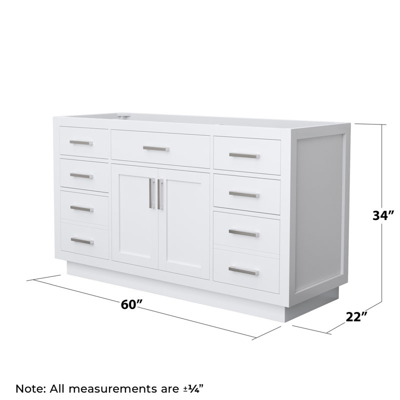 Base de meuble-lavabo simple autoportante de 59 po Beckett, Blanc / nickel brossé