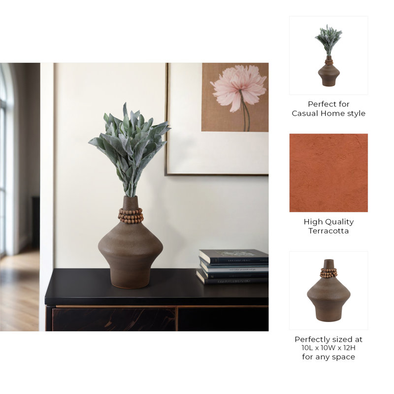 Tutwell Handmade Clay Table Vase, 12" H x 10" W x 10" D