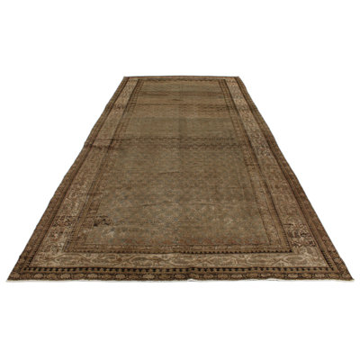 7x15 Brown and Beige Turkish Oushak Runner