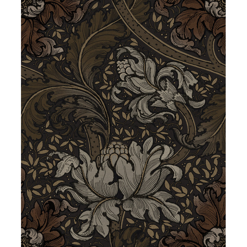 Llewelyn-Bowen - Off The Wall Floral Non-Woven Wallpaper Roll, Brown
