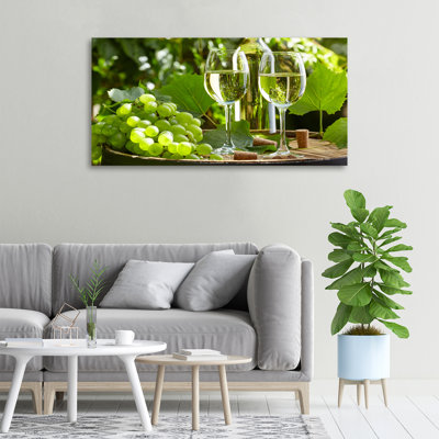 White Wine And Fruits - No Frame Print on Canvas