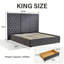 Lit plateforme extra-haut capitonné en velours gris, style contemporain glamour, avec tiroirs de rangement, format King, gris-1624956750-1624956747