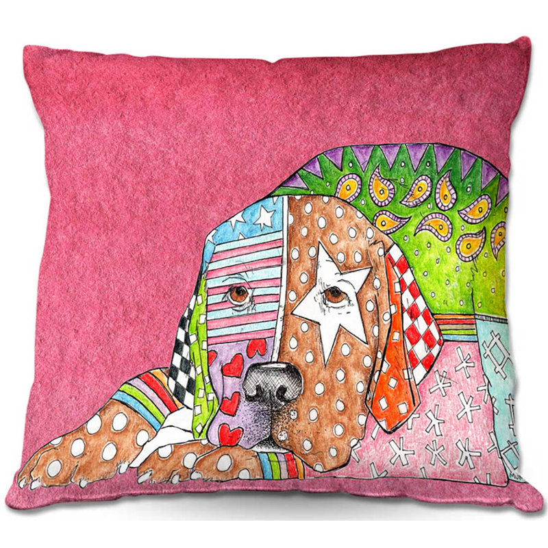 Coussin Couch Labrador Retriever Dog, 16 po x 16 po, Rose