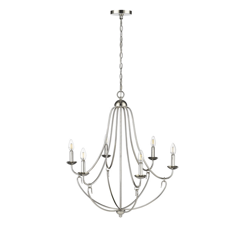 Eisley 6 - Light 28.5" Wide Chandelier, Polished Nickel
