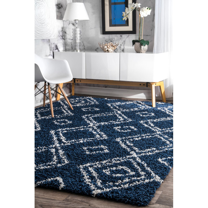 Geometric Shag Area Rug, Rectangle 122 x 183cm
