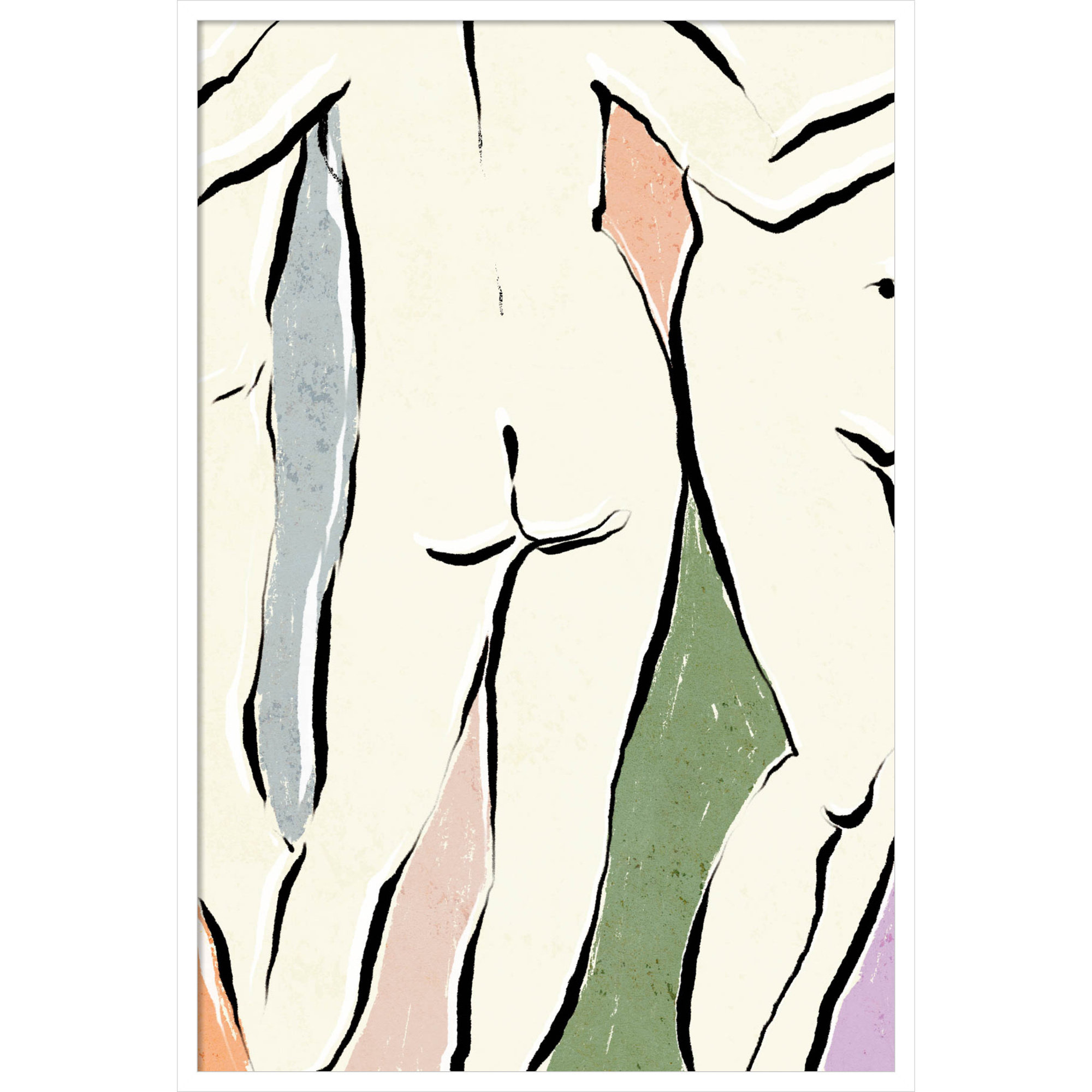 In The Bathhouse by Treechild  Wood Framed Wall Art Print, 41" H x 28" W, White