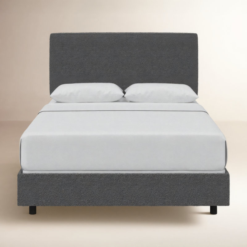 Lit tapissier standard en coton Marquise, Très grand, Velours perle classique