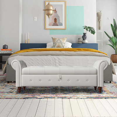 Banc de rangement Conring, banc de rangement rembourré avec repose-pieds