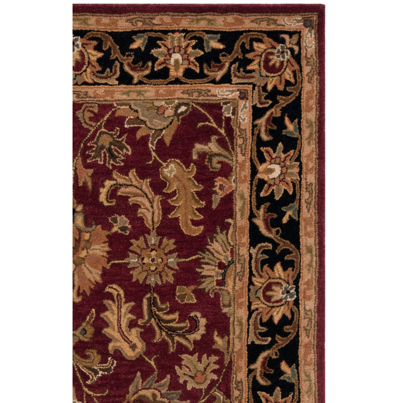 Tapis rouge / noir en laine touffeté à la main Cranmore, Rectangle 2 pi 3 po x 4 pi
