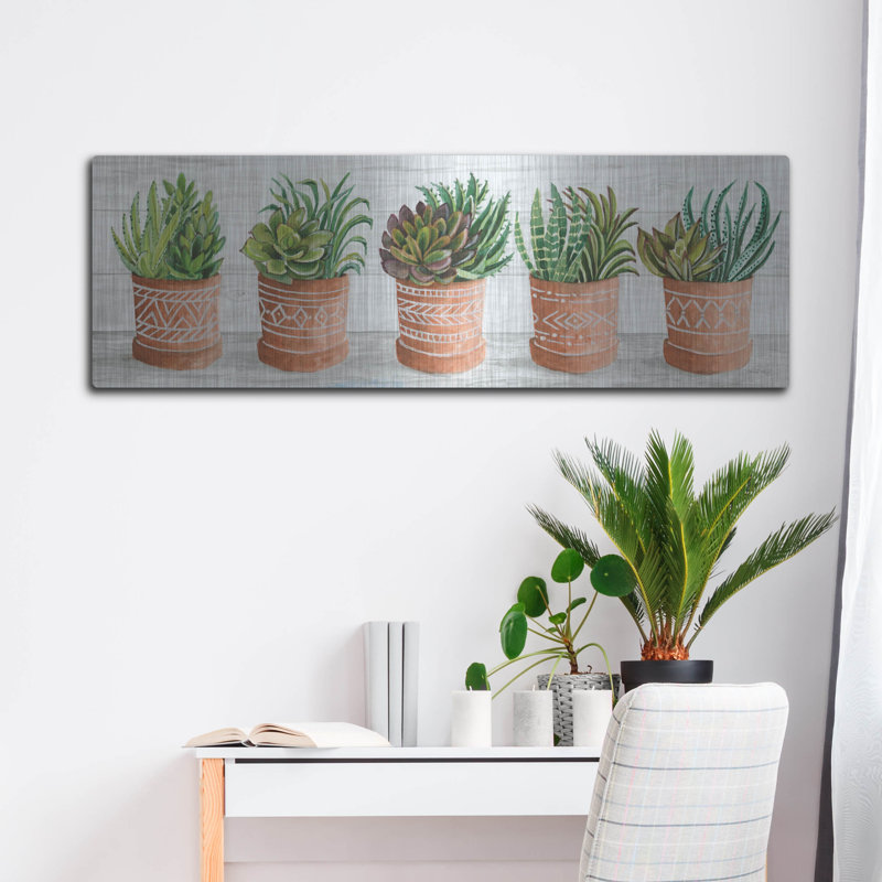 «Terracotta Pots II» par Cindy Jacobs, H 16 po x l 48 po