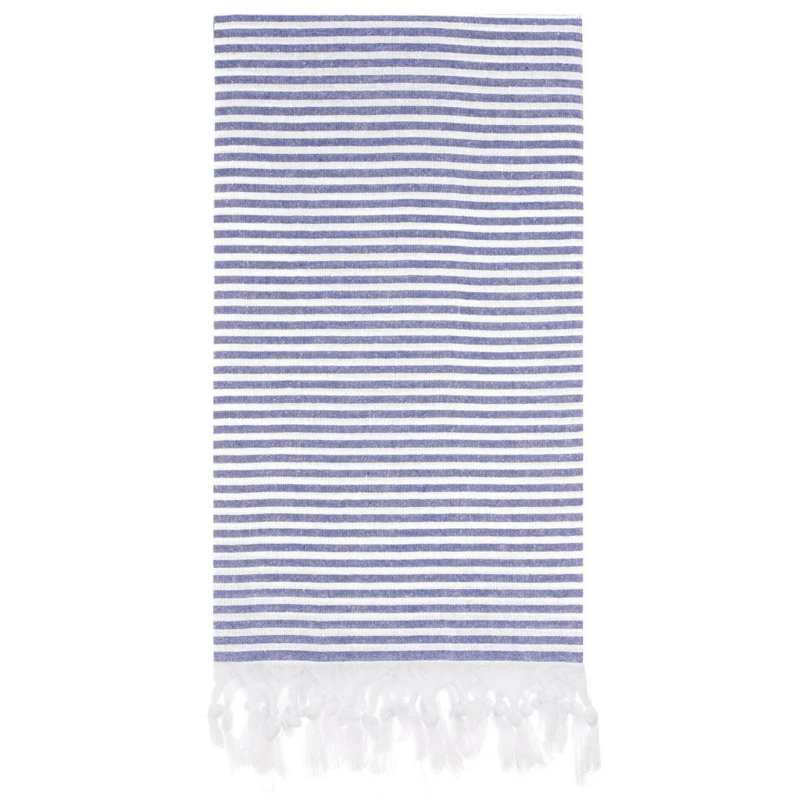 Serviette de plage Billiot en coton turc, Bleu foncé