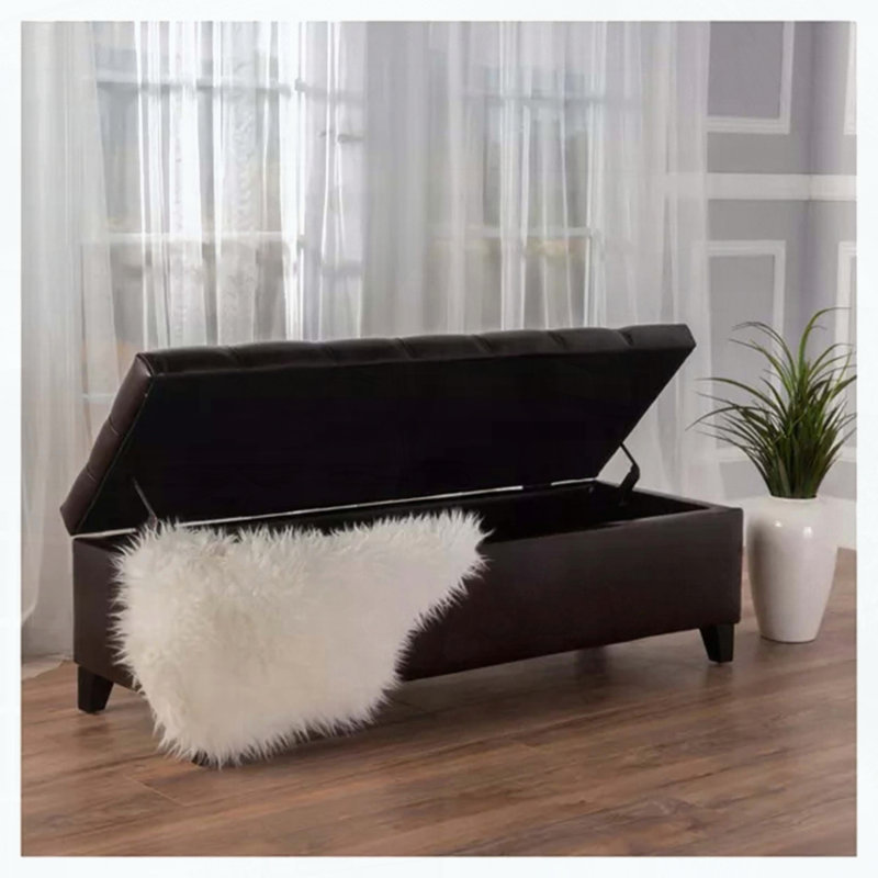 Banc de rangement avec repose-pieds avec capitonnage en polyuréthane et charnières à fermeture en douceur, capacité de 300 lb