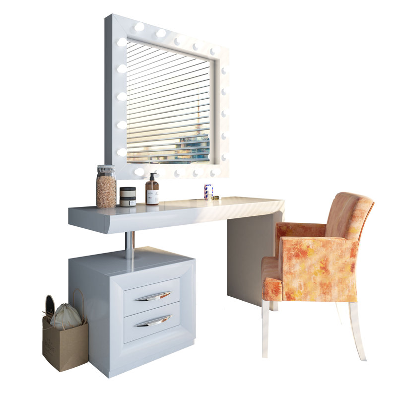Ensemble de coiffeuse avec tabouret, Mat