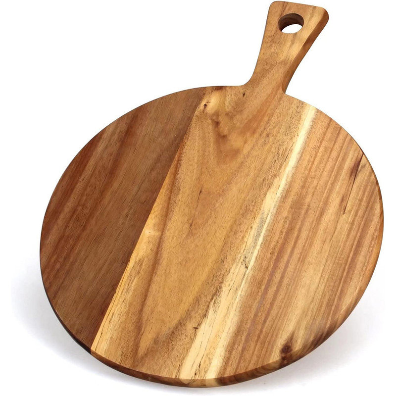 Acacia Wood Round Paddle Cutting Board with Handle