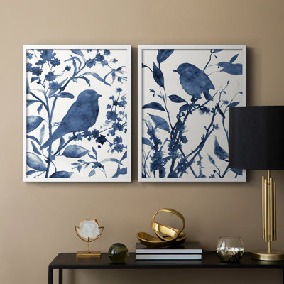«Bluebird Silhouette I», reproduction encadrée de qualité supérieure - prête à être accrochée - aucun clou requis - aucun clou requis
