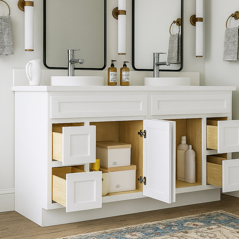 72'' Double Bathroom Vanity Base Only, White