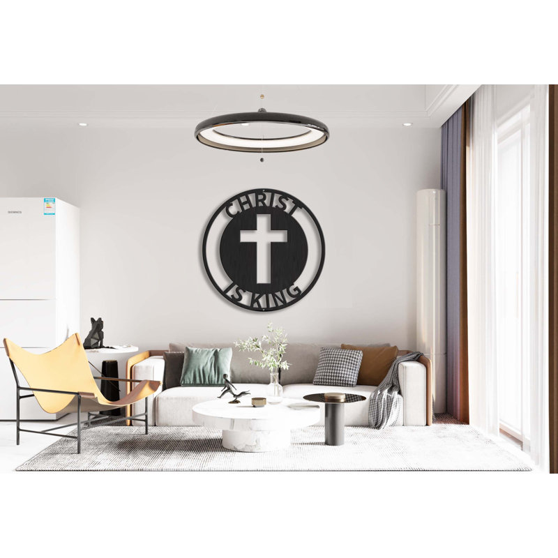 Scripture Walls Christ is King Plaque en acier découpée au laser thermolaquée pour la maison et le bureau Décoration murale en métal Plusieurs tailles et couleurs