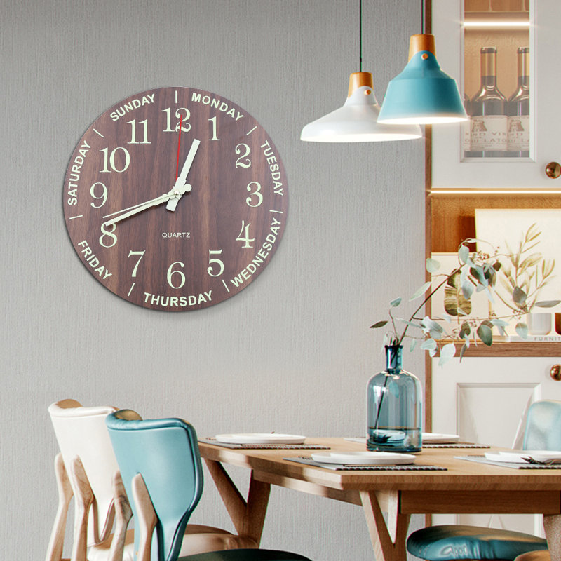 11.81x1.97" Night Light Wall Clock