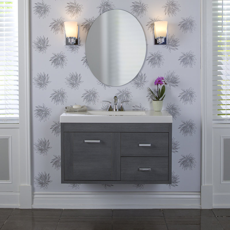 Ensemble de meuble-lavabo simple mural 37 "37", Gris foncé