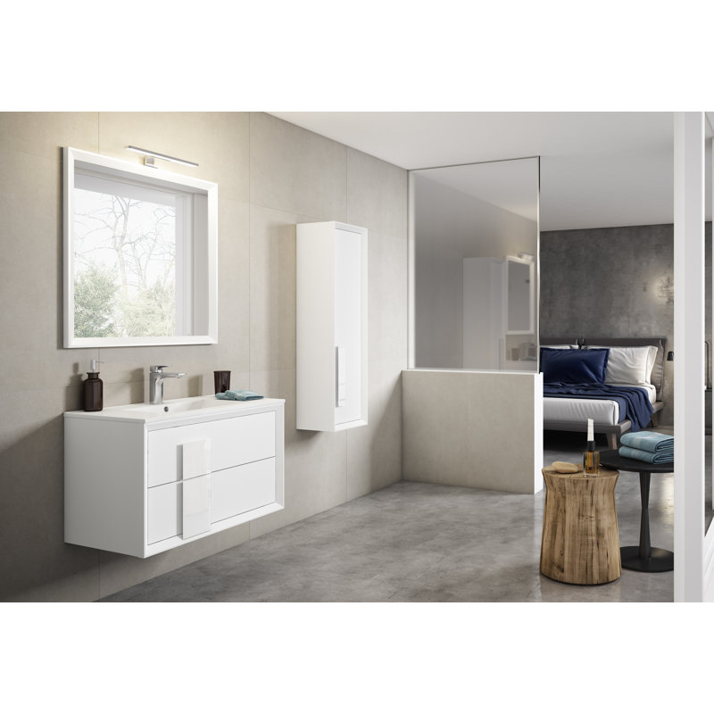 Ensemble de meuble-lavabo simple mural Zak, Blanc, Blanc, 24"