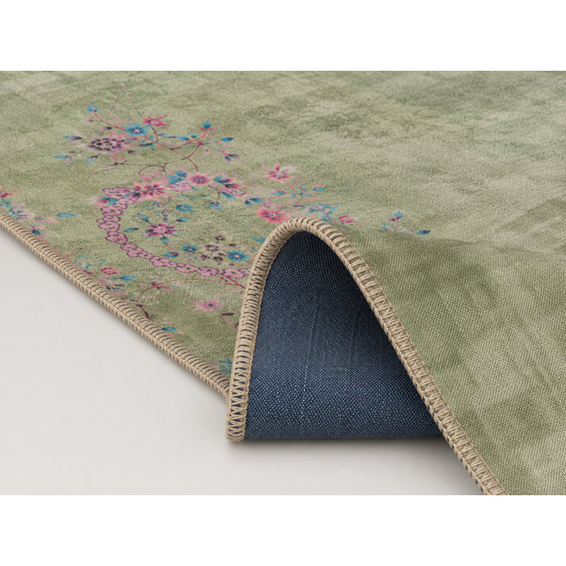 Ivy Floral Modern Patterned Woven Base And Decorative Washable Carpet, Rectangle 4'8" x 6'7"