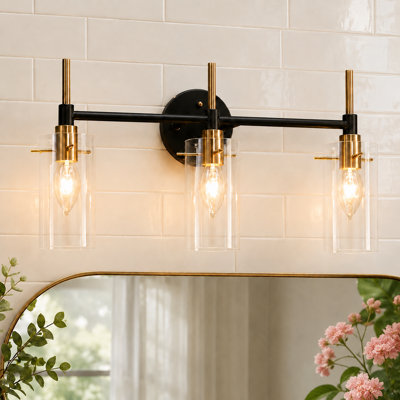 3-Light Dimmable Transparent Glass Modern Vanity Light