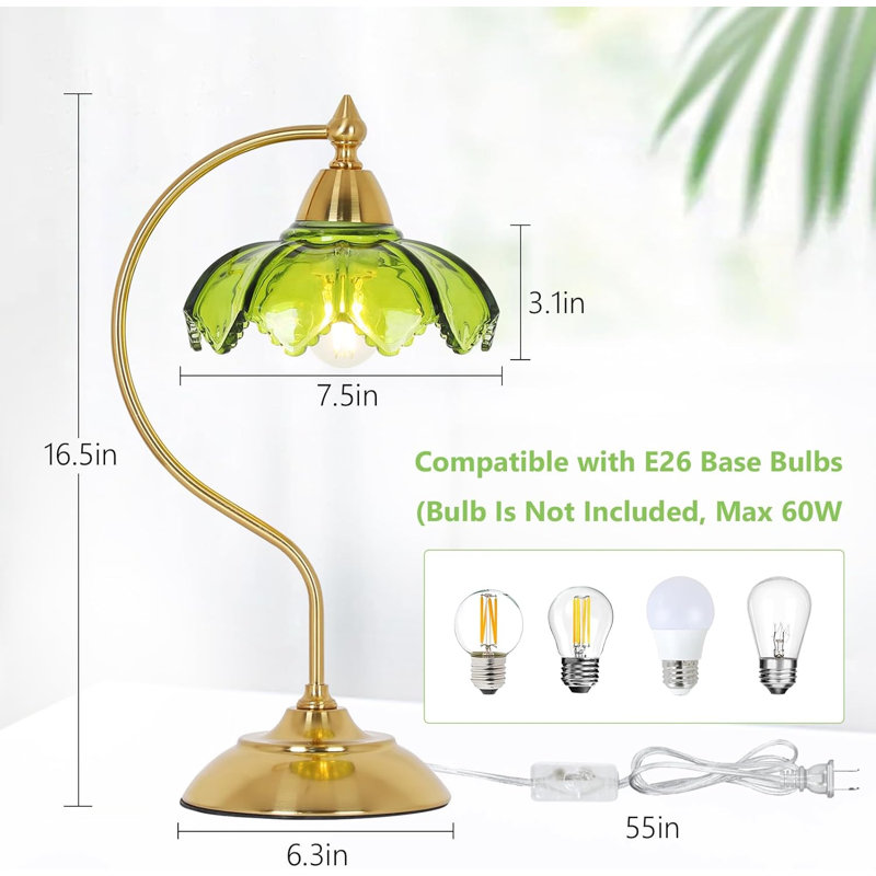 Glass Side Table Lamp, Green
