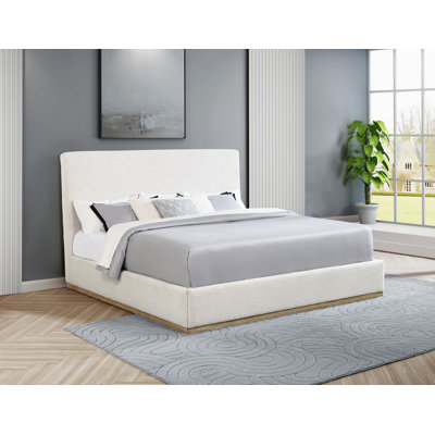Timeless Elegance - Secrest Upholstered EASTERN KING Panel Bed Cream