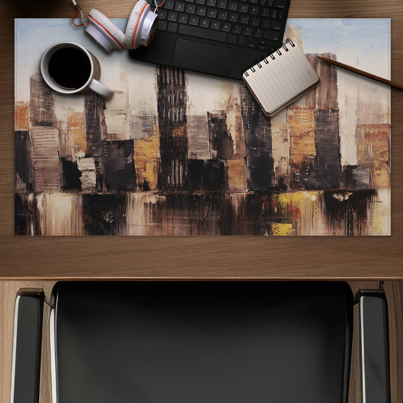 Striped abstract buildings - 14.00"x24.25" Desk mat