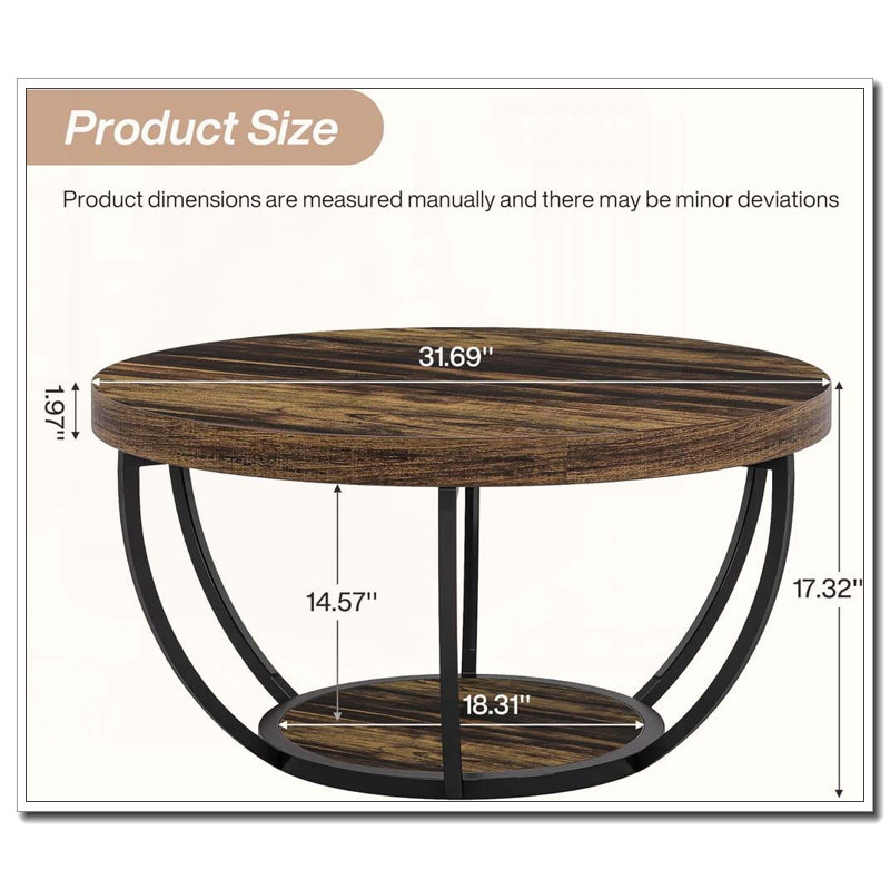 Table ronde à 2 niveaux, table de voeux en bois, table basse, Rustique