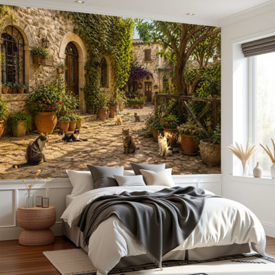 Papier peint adhésif autocollant Beautiful Alley Old Town Tuscany Papier autocollant amovible pour décoration murale de salon H 69 po x l 96 po