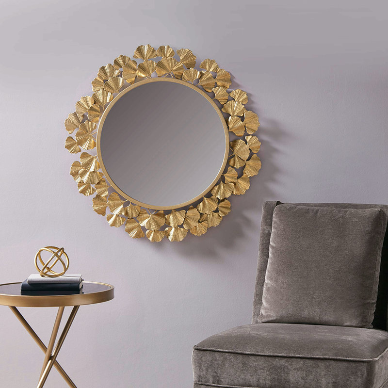 Miroir mural rond doré 30,5 po
