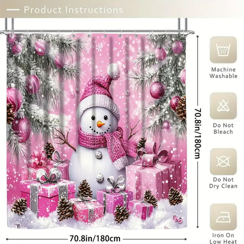 Ensemble de rideau de douche 4 pièces Snowman Family