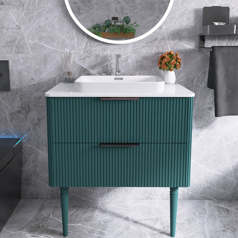 Meuble-lavabo autoportant de 30 po avec comptoir en céramique, Noir, noir, noir, noir