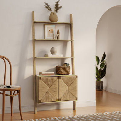Kaia 4-Shelf Etagere Bookcase with 2-Door Cabinet Storage