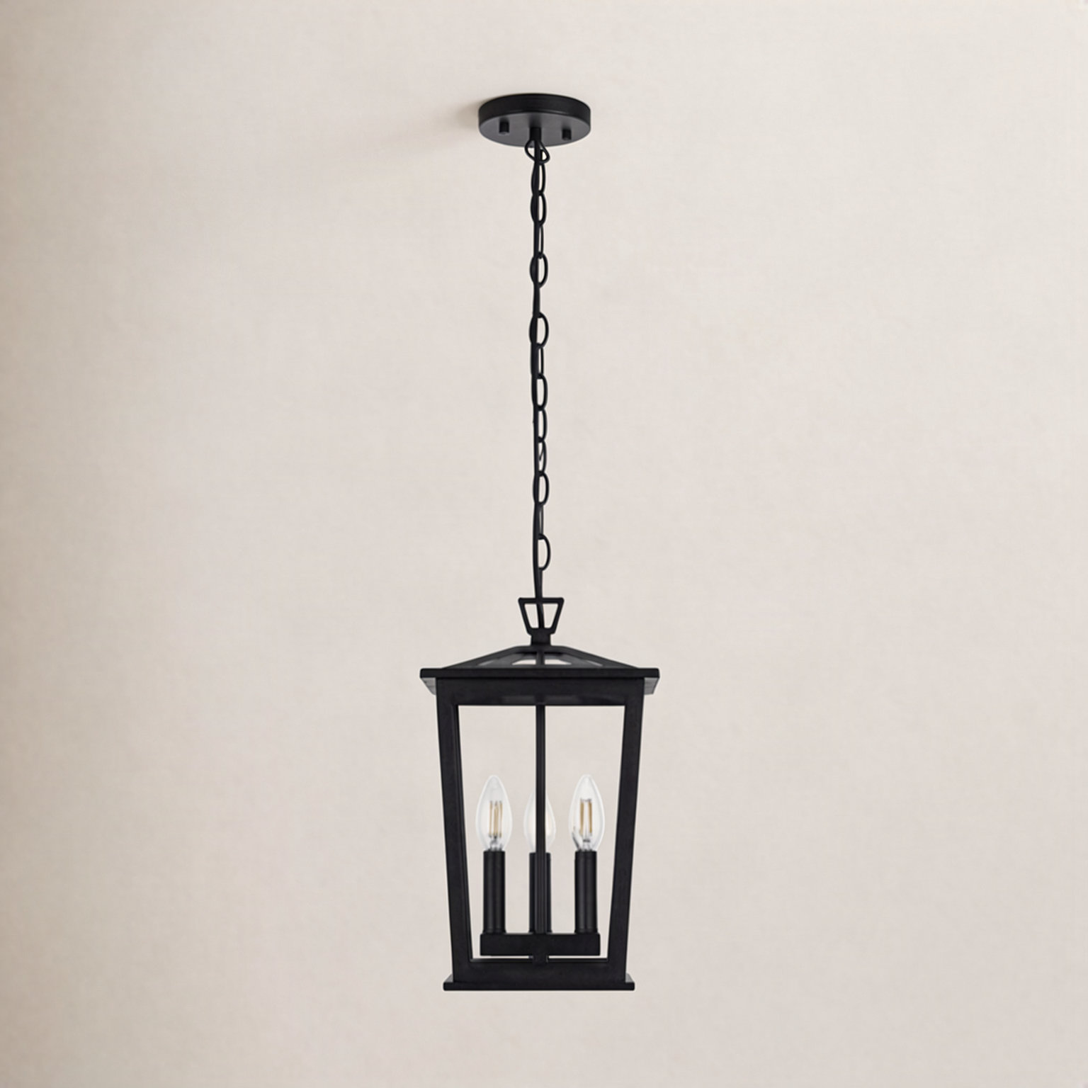 Outdoor Pendant Light, 3 Lights, 15.5" H x 7" W x 7" D