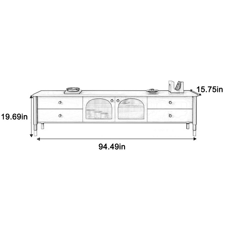 Structure de téléviseur en bois massif durable, 94.49"