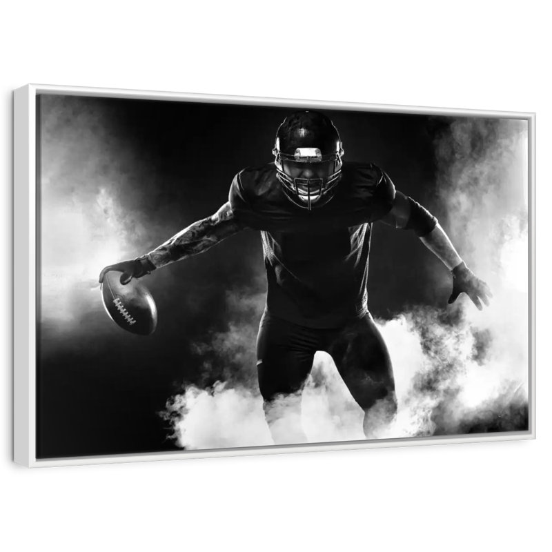 Position du joueur de football, Cadre flottant blanc, 43 po x 29 po