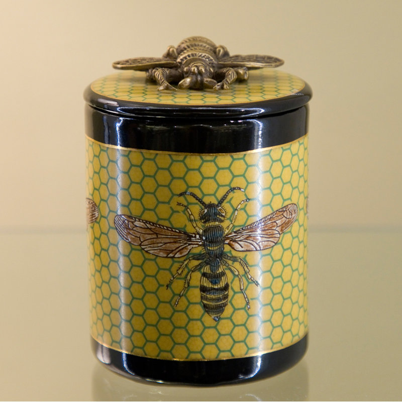 Boîte décorative jaune / noir en porcelaine bronze Ormolu