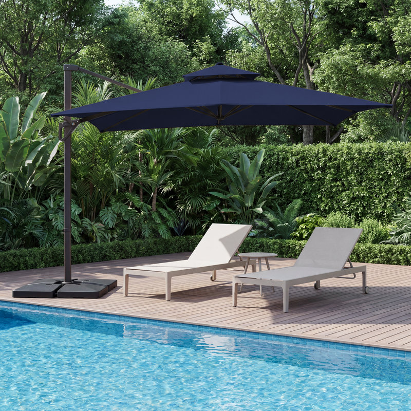 Parasol en porte-à-faux Pulk, Marine, L 120 po x P 120 po