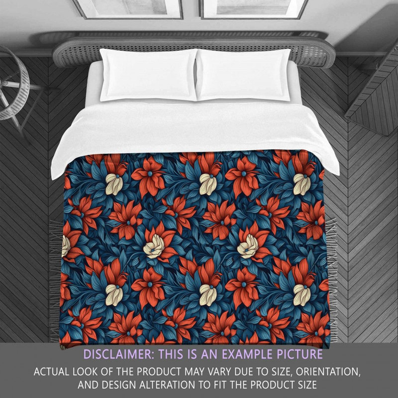 Machine Printed Comforter, Queen Comforter, Blue/Red