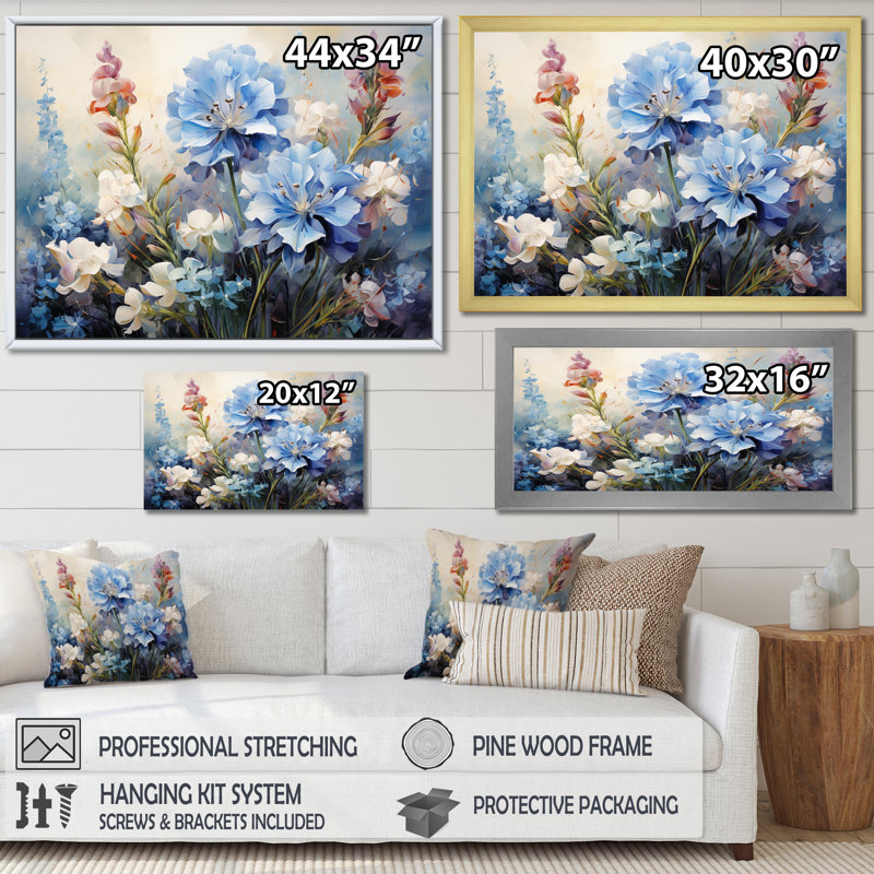 Blue Bonnets, impression romantique III - impression, H 30 po x l 40 po x P 1,5 po, Toile tendue