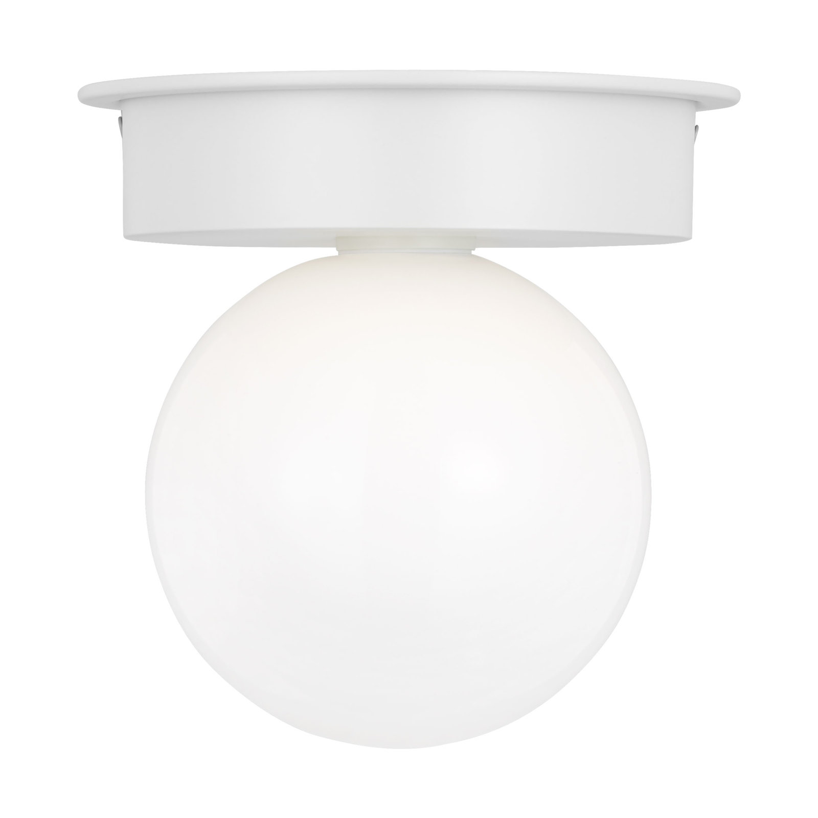 Single Light Milk Glass Shade Flush Mount, 7.875" H x 17.5" W x 17.5" D