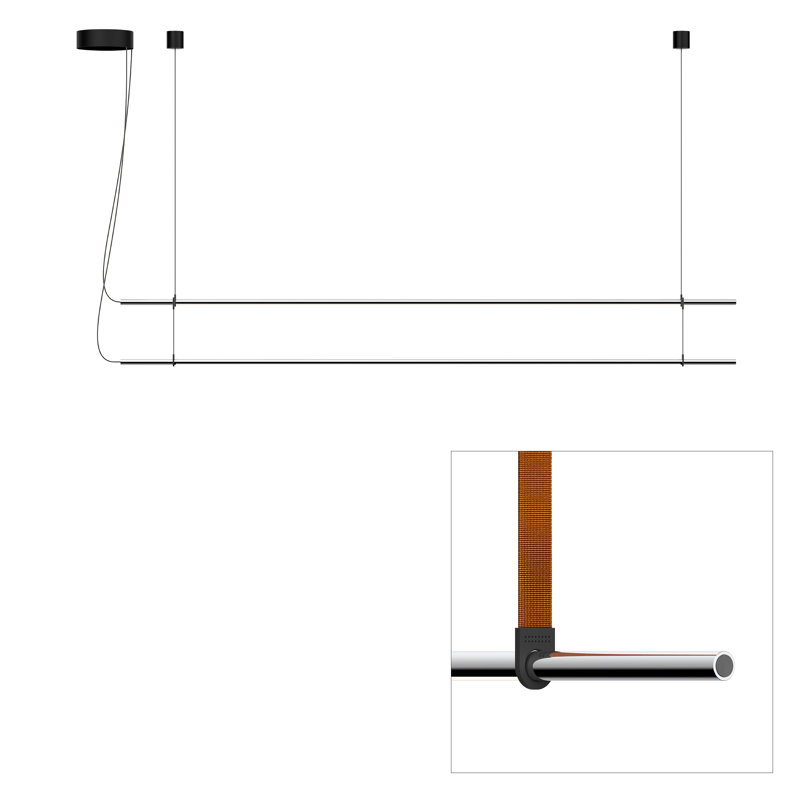 T.O 2 - Light Kitchen Island Modern Linear Pendant, Chrome, Chrome/Burnt Orange