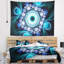 Tapisserie abstraite à motif fractal turquoise et cercles-28495827